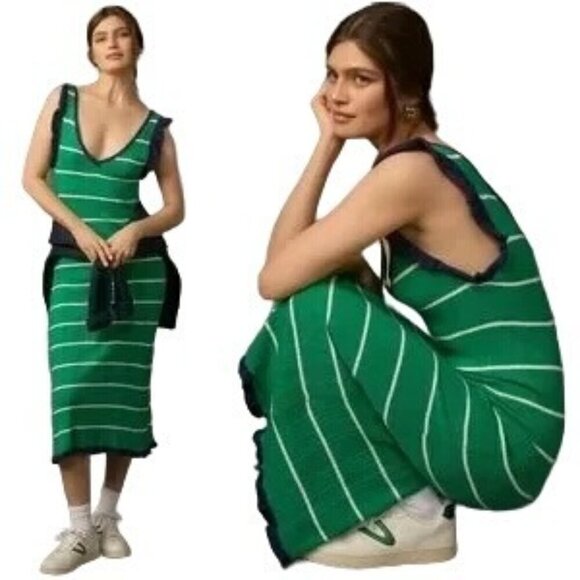 Anthropologie Daily Practice Womens M Striped Knitted Midi Dress  NWT - Picture 1 of 14